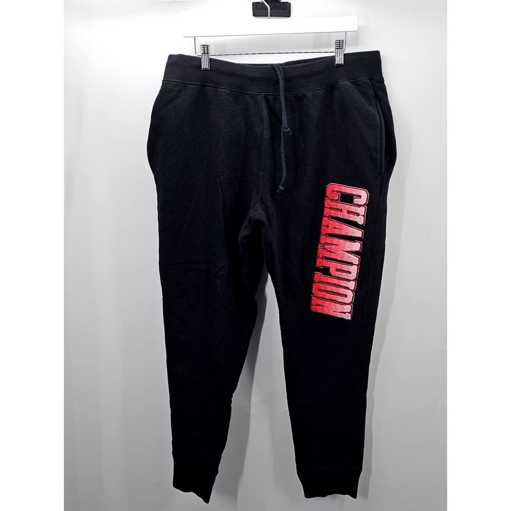 Champion Black Sweatpants with Red Logo
